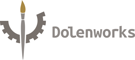 The Dolenworks logo featuring a gear and paintbrush.